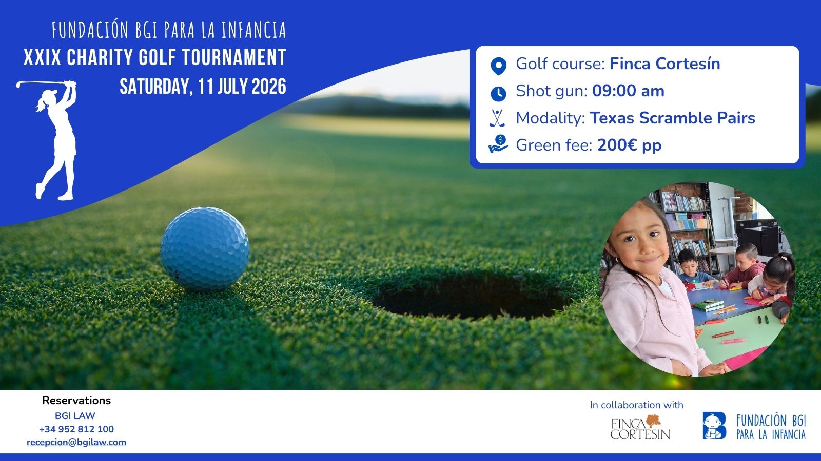 TORNEO GOLF 2026_Cabecera_EN XXIX BGI Foundation for Children Golf Tournament